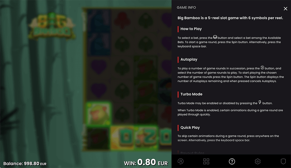 Правила видео слота Big Bamboo